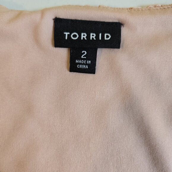 718-17 Torrid Dusty pink Rose Lace Midi Dress Size 2 16/18 - Picture 8 of 10